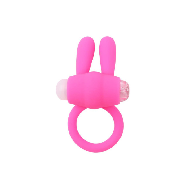 Anneau vibrant silicone rose avec oreilles de lapin 